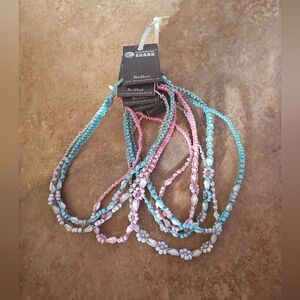 Charming Shark Beach Surfer  Beaded Flowers & Shells Macrame Necklaces Lot Of 7